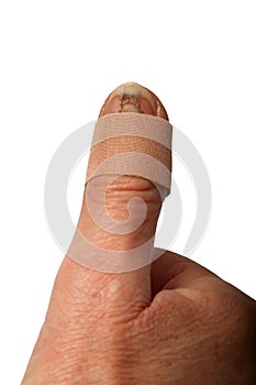 Band-aid at thumb