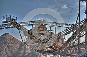 Band conveyor at a gravel pit