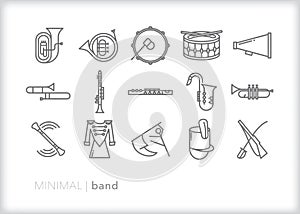 Band icon set of a high school or college marching band