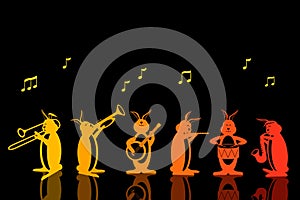 Band of Musical Rabbits Vector