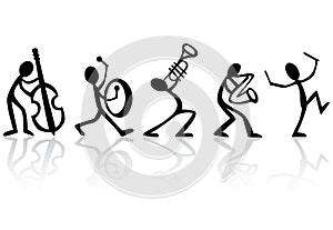 Band Musicians Playing Music Vector Illustration