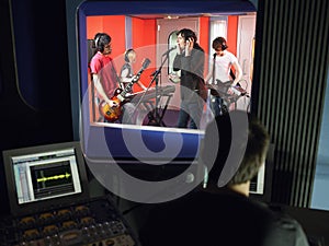 Band In Recording Studio