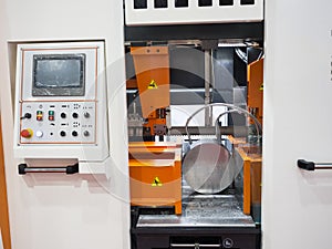 Band saw cutting steel bar