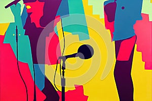 band sing poster contest, pop art illustration, ai generated image