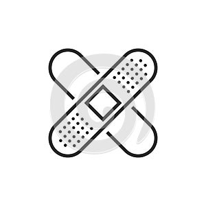 Bandage icon in flat style. Plaster vector illustration on white isolated background. First aid kit business concept