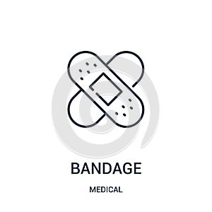 bandage icon vector from medical collection. Thin line bandage outline icon vector illustration