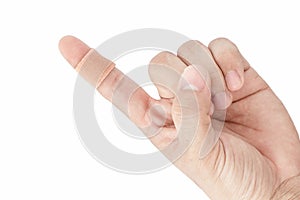 Bandage on the index finger isolate background