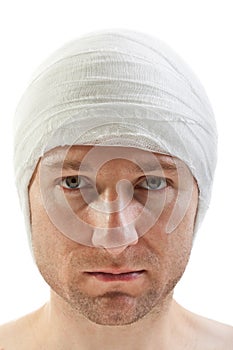 Bandage on wound head