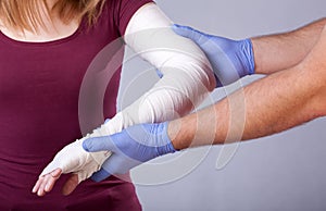 Bandaged arm check up