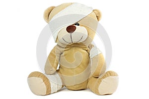 Bandaged bear head and eye