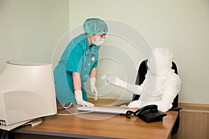 The bandaged boss and nurse