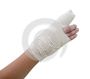 Bandaged broken finger