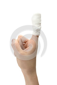 Bandaged finger photo