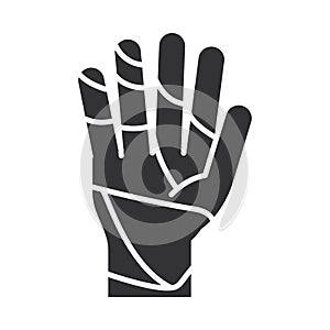 Bandaged hand, world disability day, silhouette icon design