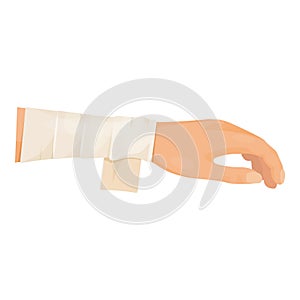 Bandaged and injured hand, medical health icon