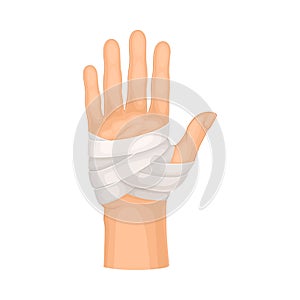Bandaged Palm of the Hand Because of Injury or Wound Vector Illustration