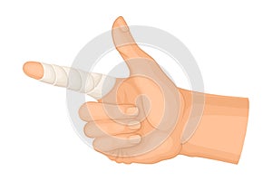 Bandaged Pointer Finger Because of Injury or Wound Vector Illustration