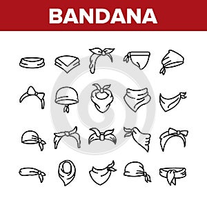 Bandana Hats Collection Elements Icons Set Vector