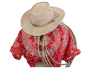Bandana print blouse western hat rope