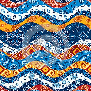 Bandanna and native motifs kerchief fabric patchwork