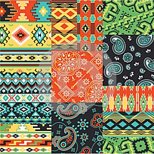 Bandanna and native motifs kerchief fabric patchwork