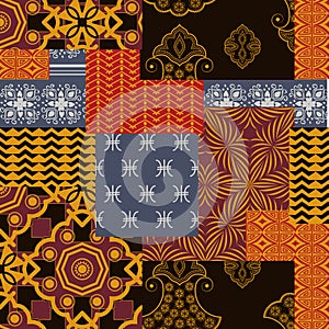 Bandanna patchwork fabric. Flap fabric with geometric ornaments.