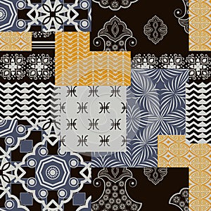 Bandanna patchwork fabric. Flap fabric with geometric ornaments.