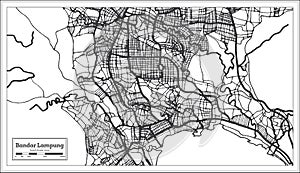 Bandar Lampung Indonesia City Map in Black and White Color