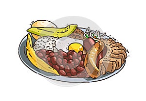 Bandeja de arriero, bandeja montaÃ±era, or bandeja antioqueÃ±a. Bandeja Paisa