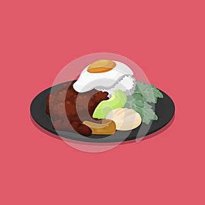 Bandeja Paisa Colombia Food. Design with cartoon style. photo