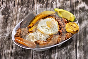 Bandeja paisa most representative dish of Colombia and the insignia of Antioquia gastronomy