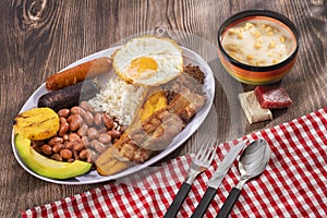 Bandeja paisa most representative dish of Colombia and the insignia of Antioquia gastronomy