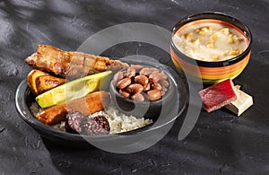 Bandeja paisa most representative dish of Colombia and the insignia of Antioquia gastronomy