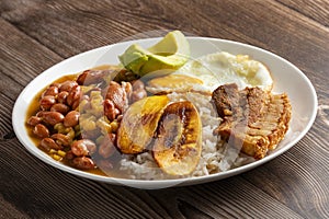 Bandeja paisa most representative dish of Colombia and the insignia of Antioquia gastronomy