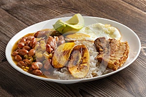 Bandeja paisa most representative dish of Colombia and the insignia of Antioquia gastronomy photo
