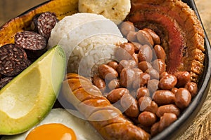 Bandeja paisa, typical dish at the AntioqueÃÂ±o region of Colombia photo
