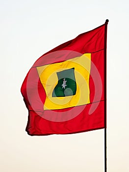 Bandera cuadrilonga flag of Cartagena de Indias Barranquilla El Carmen de Bolivar Malambo Tenerife waving in wind
