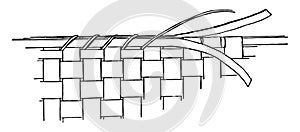 Banding a basket, This diagram is an example of how to place, vintage engraving