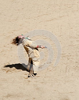 Bandit being shot in a gunfight