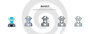 Bandit icon in different style vector illustration. two colored and black bandit vector icons designed in filled, outline, line