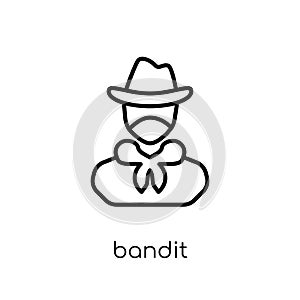 Bandit icon. Trendy modern flat linear vector Bandit icon on white background from thin line law and justice collection