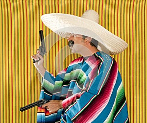 Bandit Mexican revolver mustache gunman sombrero