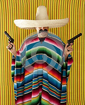 Bandit Mexican revolver mustache gunman sombrero