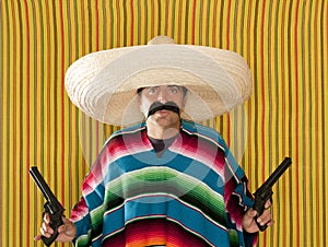 Bandit Mexican revolver mustache gunman sombrero