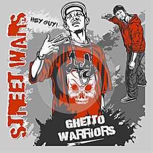 Bandits with guns and design elements - vector set. Vector illustration