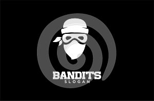 Bandits head face simple luxury logo icon design vector isolated background