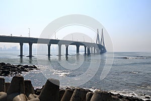 The Bandra-Worli Sea Link, officially called Rajiv Gandhi Sea Link, is a cable-stayed bridge that links Bandra with Worli in