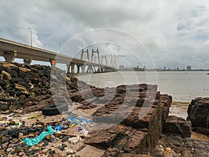 Bandra-Worli Sea Link View From Worli Koliwada Jetty In Mumbai