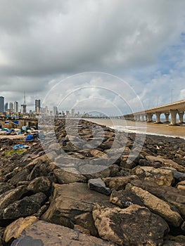 Bandra-Worli Sea Link View From Worli Koliwada Jetty In Mumbai