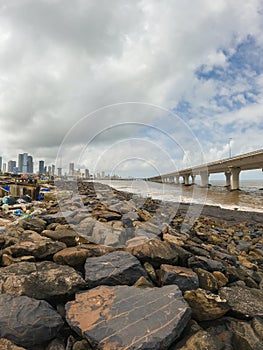 Bandra-Worli Sea Link View From Worli Koliwada Jetty In Mumbai